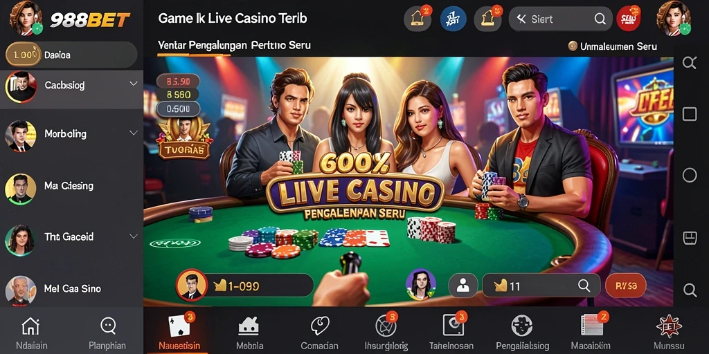 Tampilan gameplay Live Casino di 988BET yang mengasyikkan.