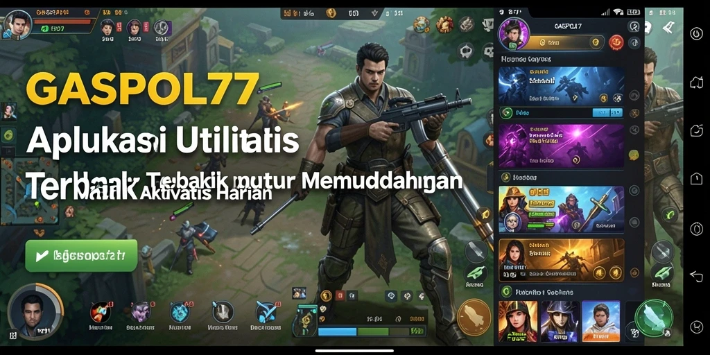 Tampilan aplikasi GASPOL77 dengan fitur utilitas yang intuitif.