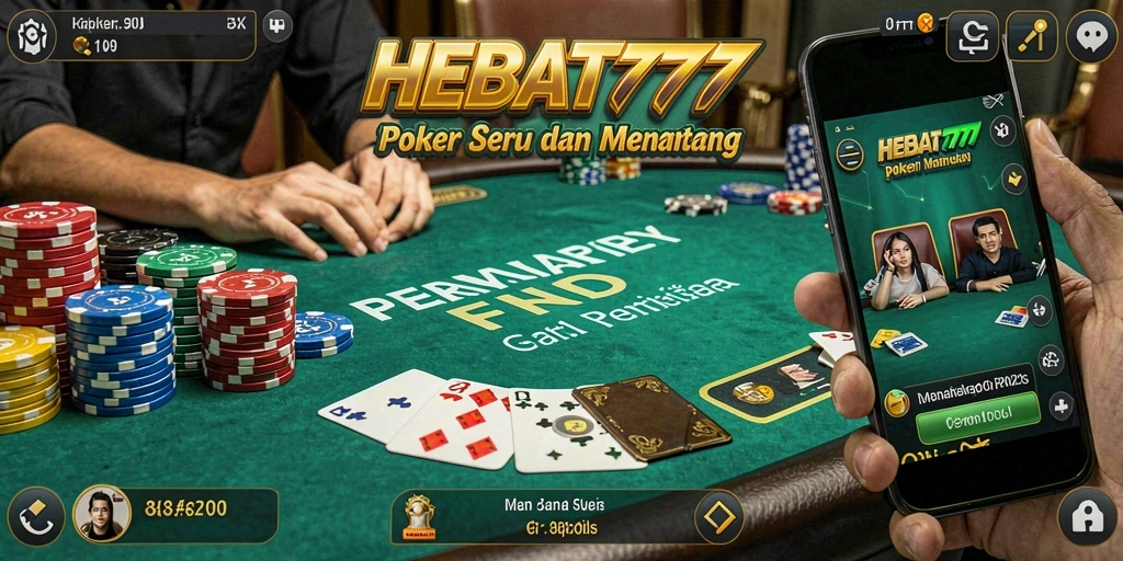 Tampilan permainan poker HEBAT777 yang menarik dan interaktif.