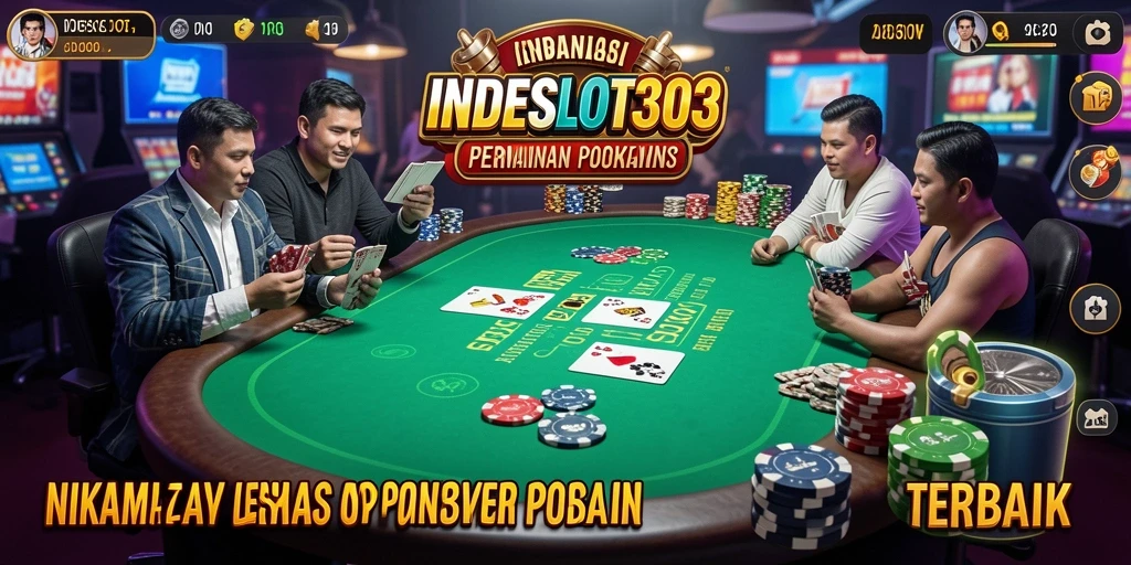Tampilan gameplay menarik dari INDESLOT303 dengan pemain poker beraksi.