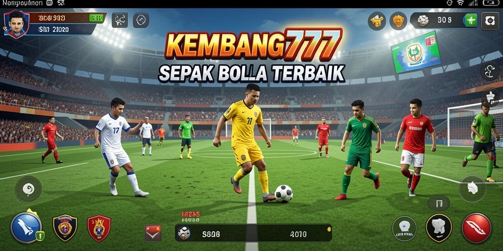 Tangkapan layar gameplay KEMBANG777 yang menampilkan aksi seru di lapangan sepak bola.
