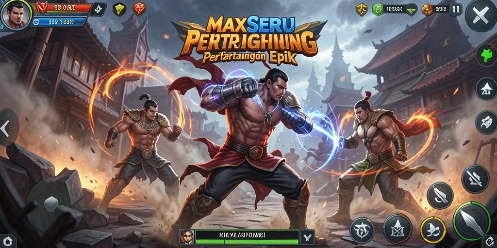 Tampilan gameplay pertarungan epik di MAXSERU.
