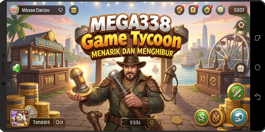 Tampilan gameplay MEGA338 dengan berbagai aspek manajemen Tycoon.