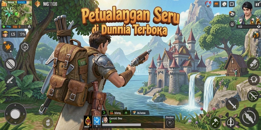 Tangkapan layar gameplay dari MG108 yang menampilkan petualangan menarik.