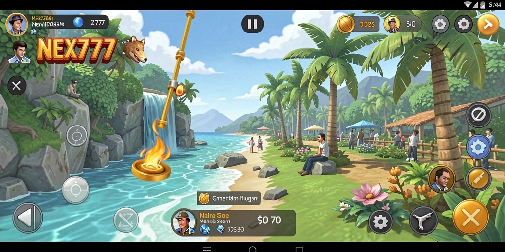 Tampilan gameplay NEX777 yang cerah dan menarik.