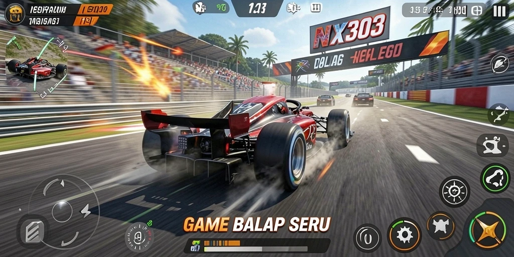 Tampilan gameplay balap yang menegangkan di NX303.