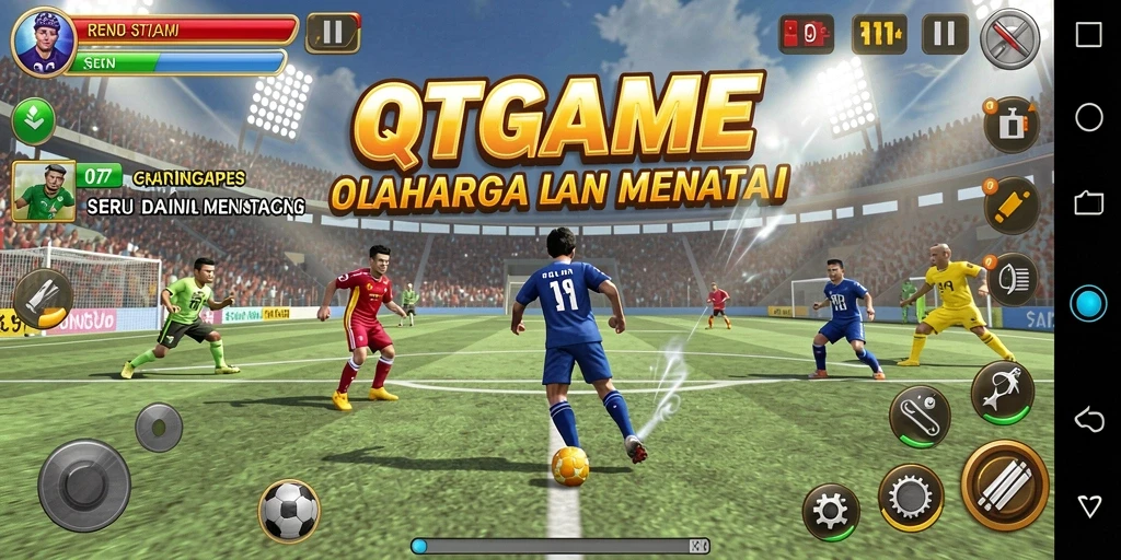 Tampilan gameplay seru dalam QTGAME yang menampilkan aksi olahraga langsung.