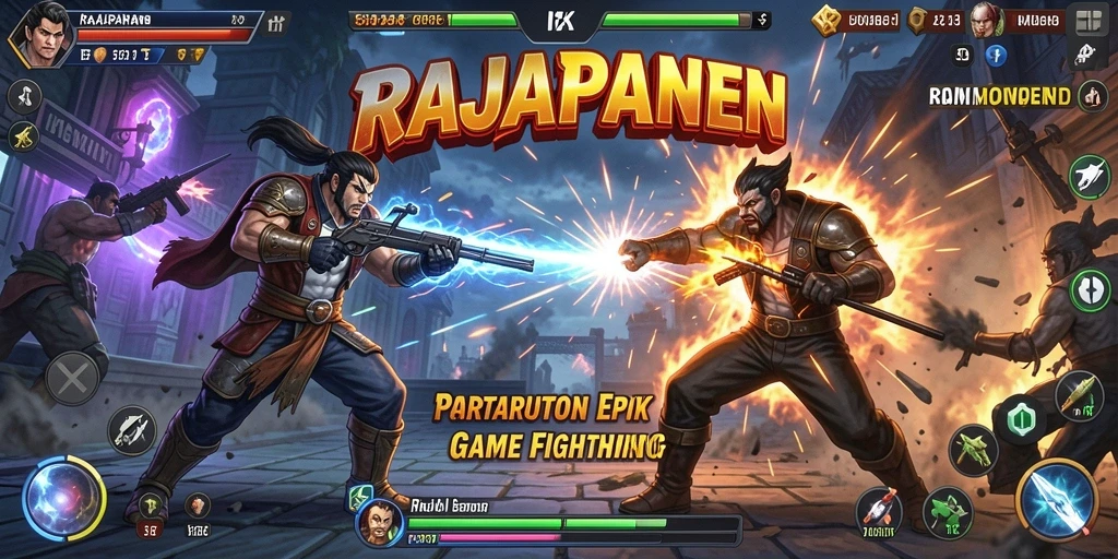 Tampilan gameplay seru dalam pertarungan karakter di RAJAPANEN.