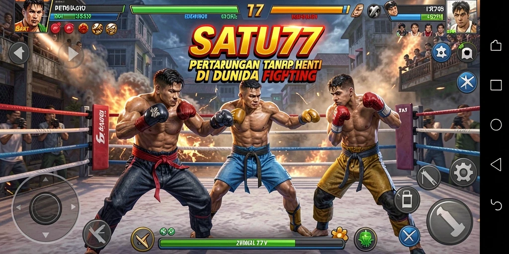 Tampilan aksi seru dalam permainan Fighting SATU77.