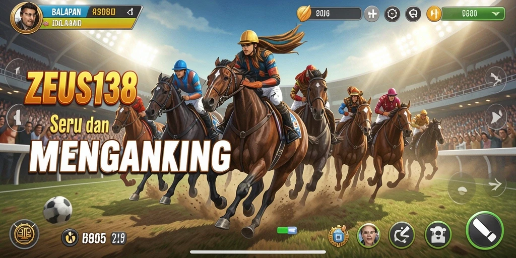 Tampilan gameplay menarik dari ZEUS138 dengan mobil balap beraksi di lintasan.