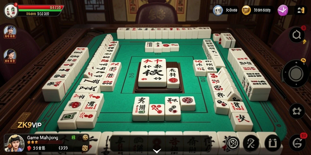 Tangkapan layar game ZK9VIP dengan tampilan papan Mahjong yang menarik.